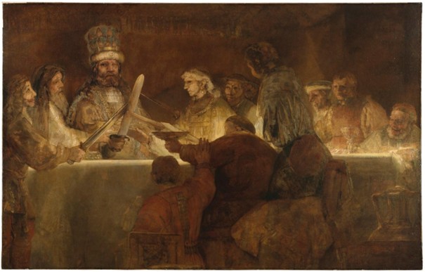 Afbeelding schilderij 'De samenzwering van de Bataven onder Claudius Civilis' van Rembrandt