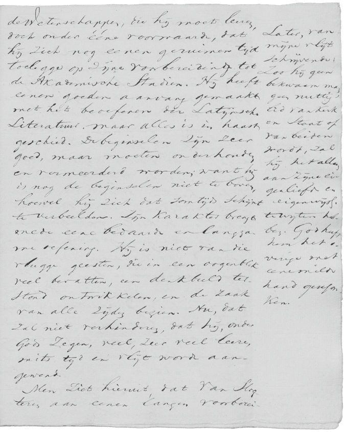 Handschrift van Rein de Geer